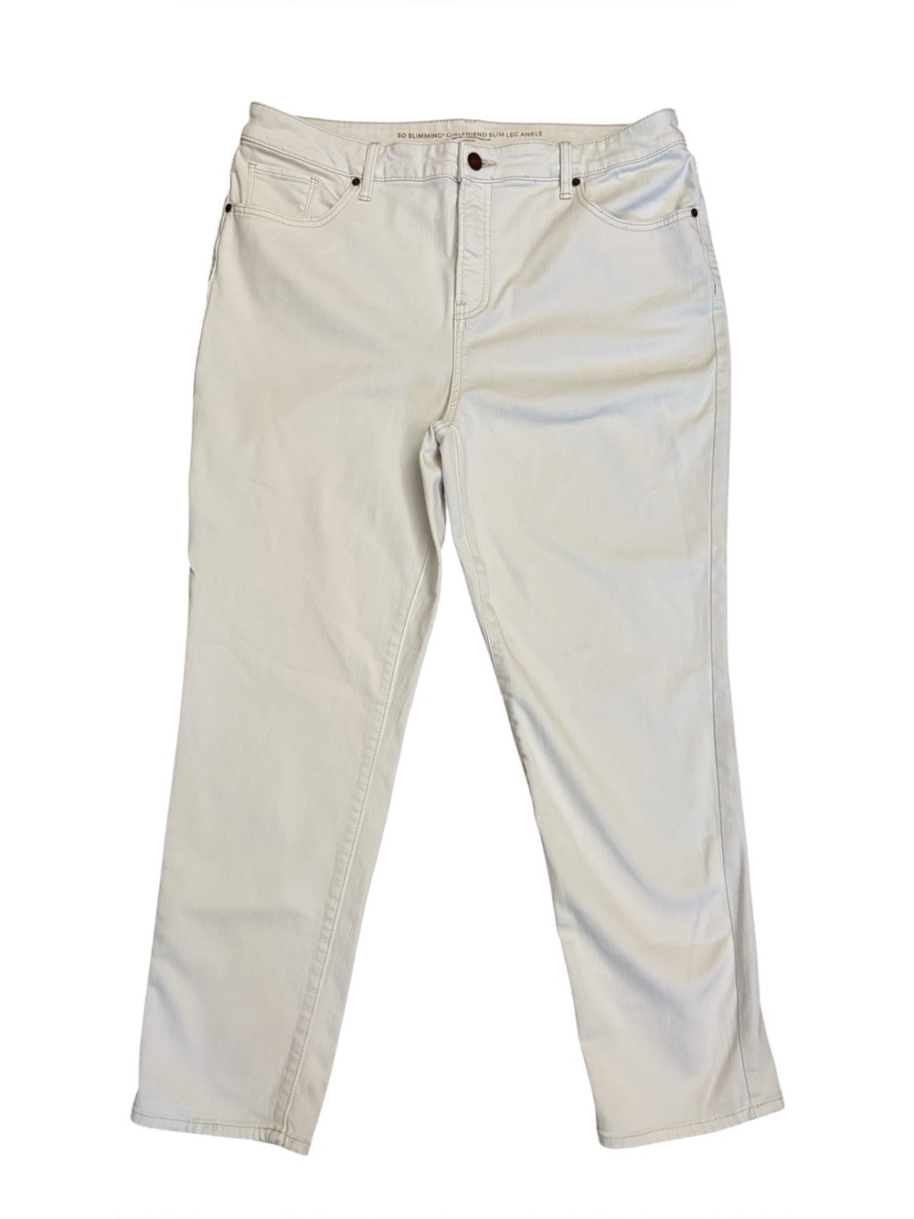 Chico's So Slimming Girlfriend Slim Leg Ankle Offwhite Cream Jeans Size 2.5 (14)